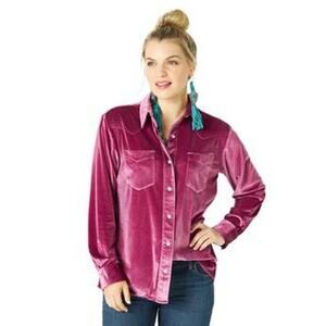 Wrangler Retro Dark Pink corduroy button up collared jacket size L